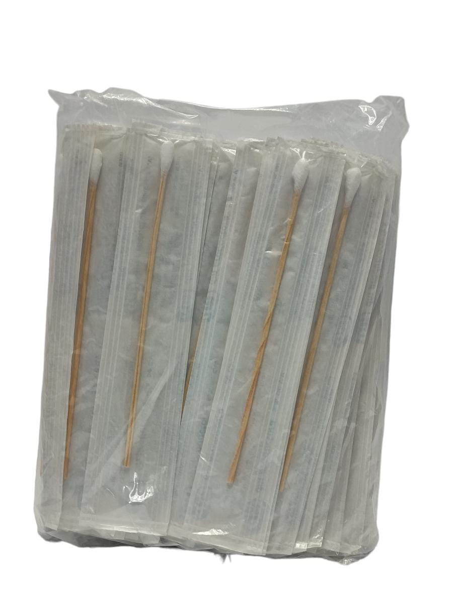 Aplicador de madera con 1 punta de algodón c/100pzas
