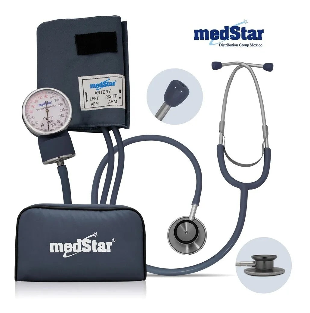Kit de baumanometro aneroide con estetoscopio doble campana Mca. Medstar Mod. SLI-HS-508-F