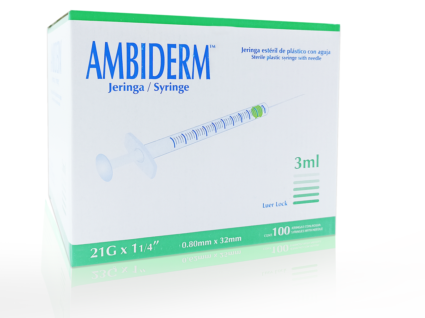 Jeringa esteril de plastico con aguja AMBIDERM