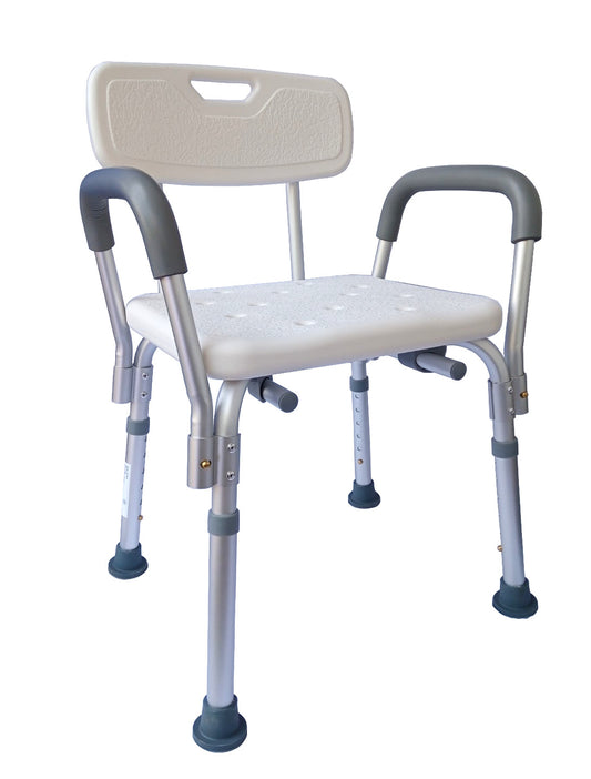 Banco para ducha con respaldo y descansa brazos Mca. Super Confort Mod. SC355L