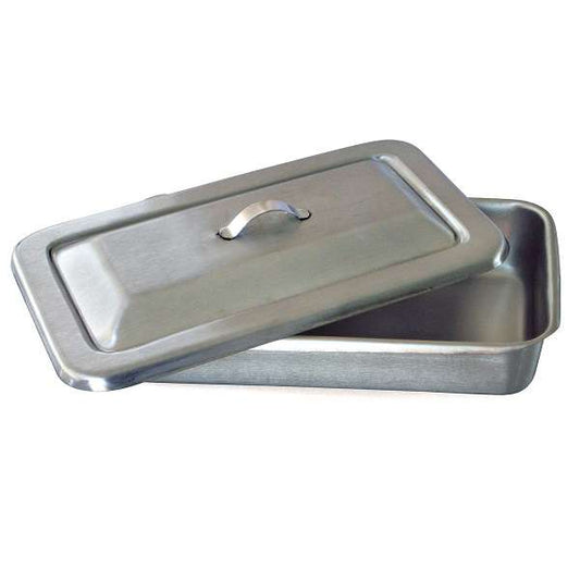 Charola o budinera de acero con tapa 310 x 196 x 50 mm Mca. Medstar Mod. MGT-0162