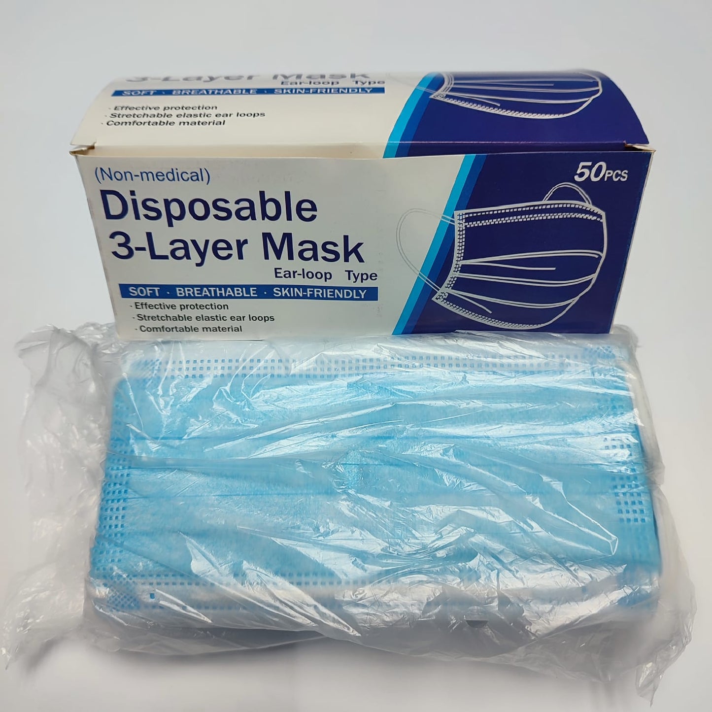 Caja de cubrebocas tricapa termosellado desechables c/50pzas
