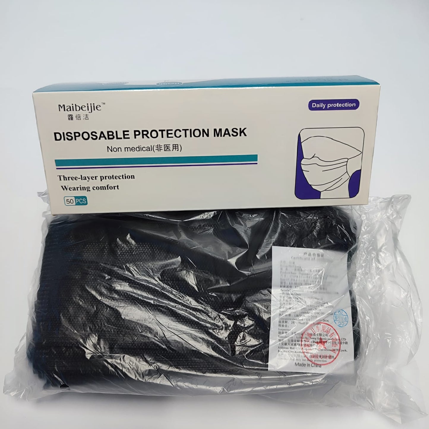 Caja de cubrebocas tricapa termosellado desechables c/50pzas