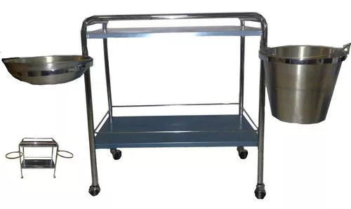 Carrito de curaciones con palangana y cubeta Mca. Fabricación Nacional