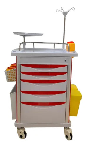 Carro de urgencias de plástico ABS y aluminio Mca. MedicaGama MAET750H